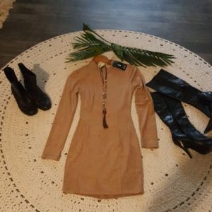 NWT SUEDE DRESS SIZE MEDIUM WITH BACK CUT OUT